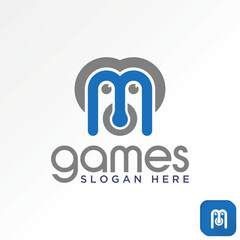 Logo design graphic concept creative premium abstract vector stock unique initial letter M font love animal face. Related to monogram typography funny