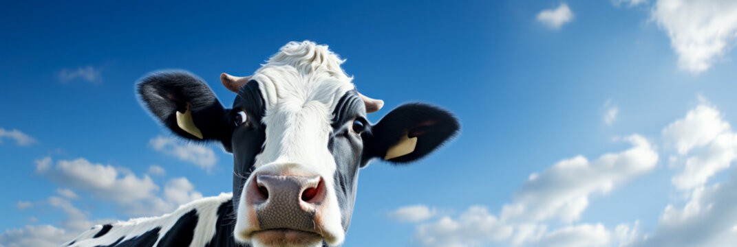 Holstein cow depicted in a detailed close-up portrait image 