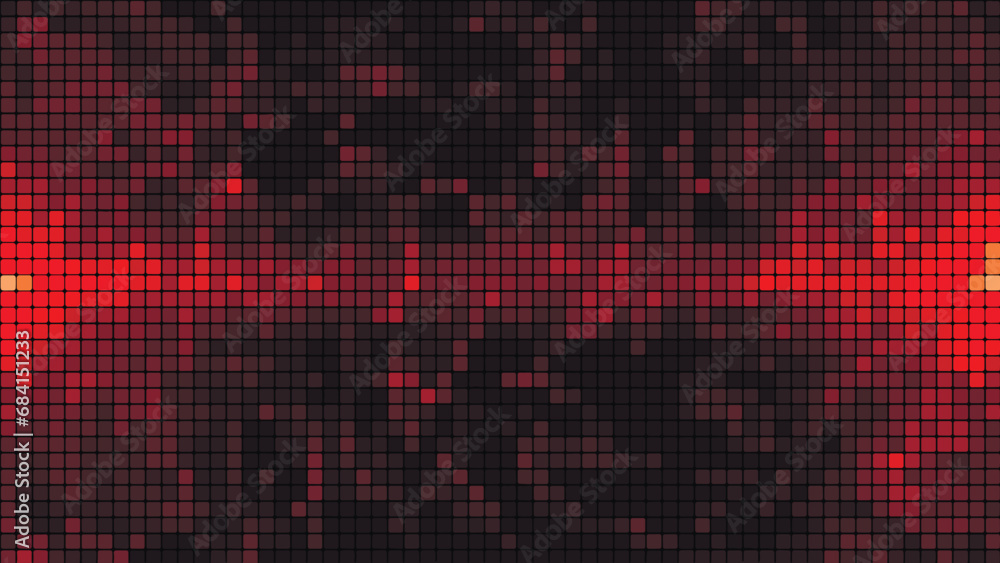 Aufkleber Red mosaic tile background in technology concept. Abstract red LED squares. Red pixel grid background. Vector illustration.