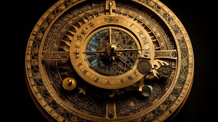 Fototapeta na wymiar an antique astrolabe with celestial patterns