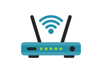 Wifi router icon in flat style, Modem with wifi signal flat vector icon for apps and websites