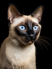 Siamese Cat Studio Shot Isolated on Clear Background