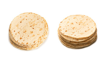 Grilled pitta bread isolated on white background.