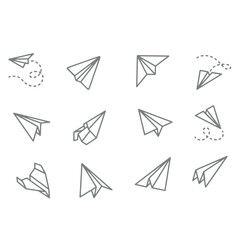 Set of airplane paper Related Vector Line Icons