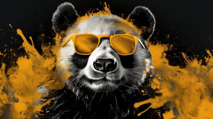 Zabawna panda w stylowych okularach przeciwsłonecznych.  - obrazy, fototapety, plakaty