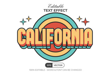 California Text Effect Retro Style. Editable Text Effect.