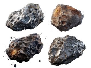 Set of asteroids cut out