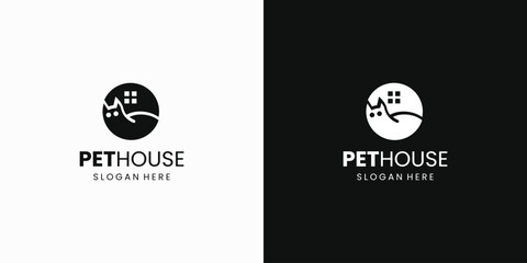 Cat house illustration logo vector