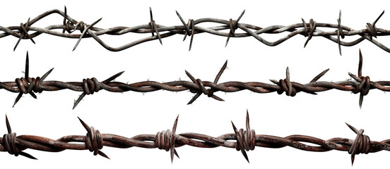 Set of barbed wires cut out - obrazy, fototapety, plakaty