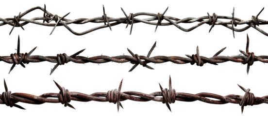 Set of barbed wires cut out