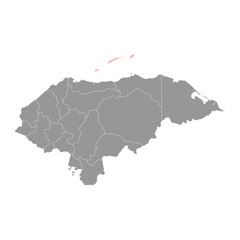 Bay Islands department map, administrative division of Honduras. Vector illustration.