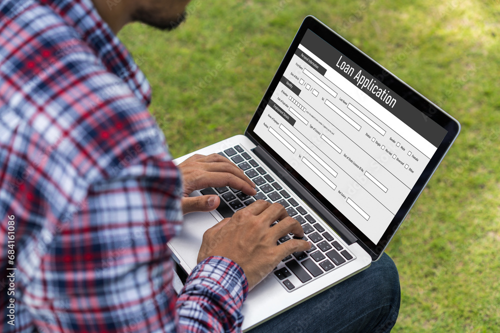 Poster online loan application form for modish digital information collection on the internet network