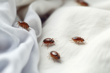 Bed bugs on the bed, bed bug attack