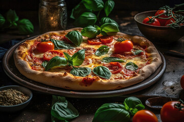 pizza with tomatoes rustic Italian Margherita Pizza