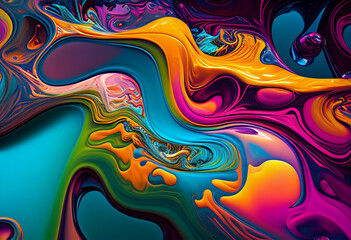 most beautiful vivid liquid in collorful 3d, a beautiful abstract background in many colors. - obrazy, fototapety, plakaty