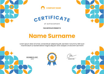 flat retro modern certificate template