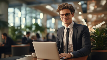 portrait of a businessman with laptop