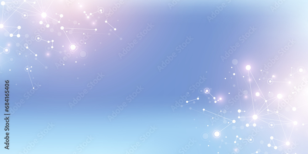 Aufkleber Digits abstract background with connected line and dots, wave flow. Digital neural networks. Network and connection background for your presentation. Graphic polygonal background illustration.