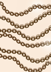 Metal chain made of gold. Realistic seamless wavy chains. Template for your design. Vector