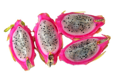 Dragon fruit, pitaya, pitahaya, fruit of the genus Selenicereus (formerly Hylocereus), both in the...