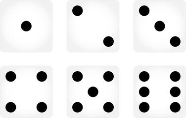 Game dice. Set of Ludo dices collection from one to six. Vector illustration.
