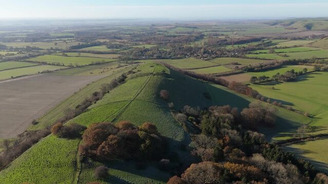 The Giants Grave near Martinsell Hill Aerial Fly Over