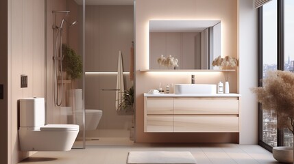 bathroom with furniture. Generative AI