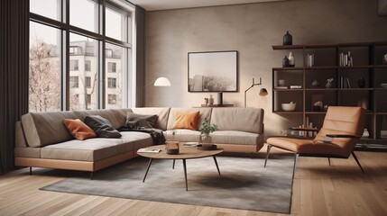modern living room interior. Generative AI.