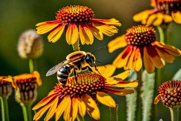 bee on flower and generated AI