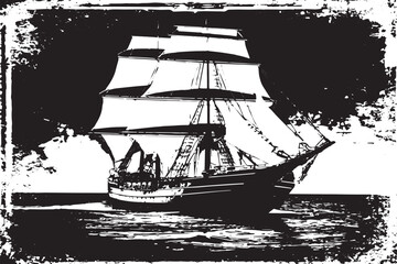 ship black grungy texture on white background, vector illustration black and white texture
