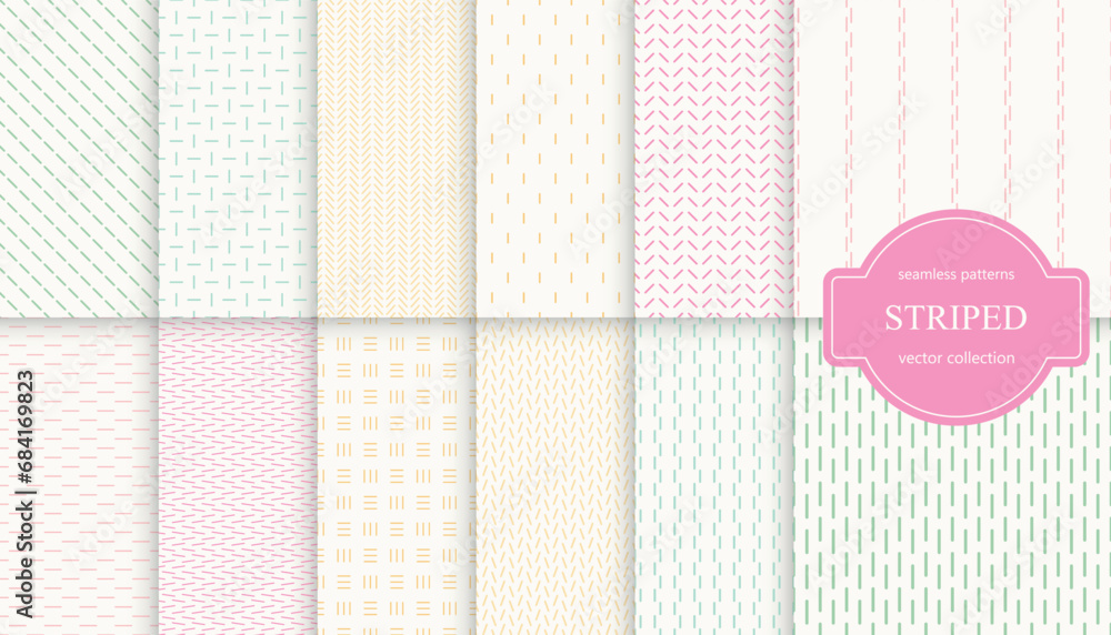 Wall mural collection of minimalistic striped seamless patterns. color endless linear textures. repeatable unus