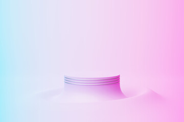 Pink  realistic 3d cylinder pedestal podium. Abstract  rendering geometric platform. Product display presentation. Minimal scene.