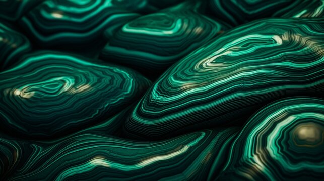 A high-resolution 4K photo capturing the intricate details and colors of a polished malachite