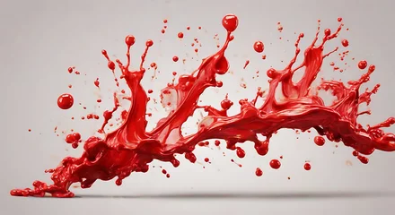 Meubelstickers red paint liquid splash isolated against White background © Nazmul Haque