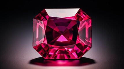 A high-resolution 4K photograph of a dazzling, 8K spinel gemstone in shades of red and pink