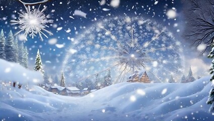 Fototapeta na wymiar Winter landscape with snowflakes. Christmas and New Year background.AI.
