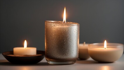 Fototapeta na wymiar scented candle without fire on a neutral background