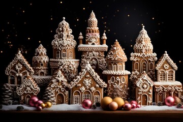 Fototapeta premium Gingerbread Houses - Generative AI