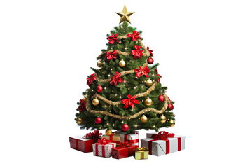 chirstmas tree full gift isolated transparant background