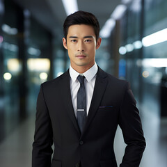 Fototapeta premium smart good looking Asian male working in financial services