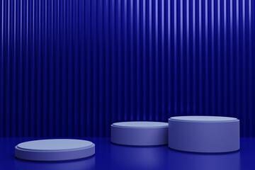 Blue podium 3d. abstract scene background, mock up or platform for product, 3D renderings.
