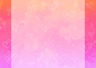 ハートが散りばめた背景フレーム