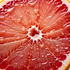 piece of grapefruit macro closeup with water drops