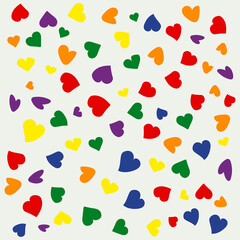 Seamless pattern Heart Shape Drawing. Pride month background. Vector holiday texture. LGBTQ+ colors concept