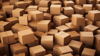 Many cardboard boxes as background, copy space, 16:9