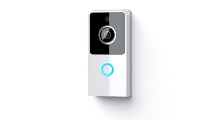 Modern doorbell with video camera, a smart home security solution for monitoring and remote access, isolated on a white background