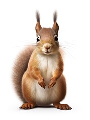 Obraz premium A happy squirrel standing, isolated on a white background