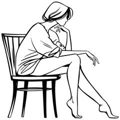 Fashion Woman Sketch Drawing.