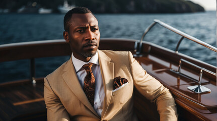 rich, handsome adult serious black African American man. Successful and elegant businessman...