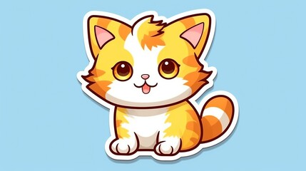 cute cartoon cat character sticker template